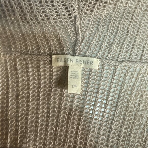 100% Organic Linen Cardigan Eileen Fisher Open Weave- Small, Beige - Picture 4 of 5